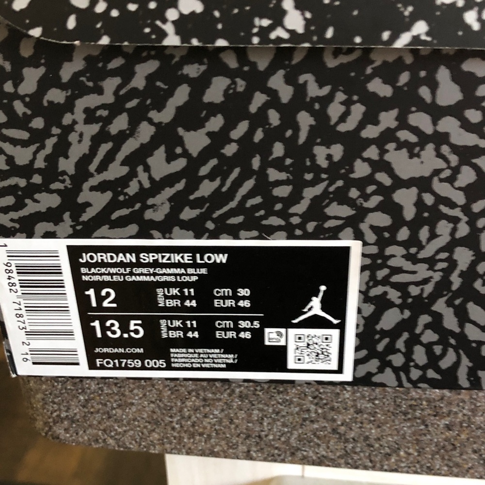 Jordan Spizike Low Box in Black and Gray with Gamma Blue Label